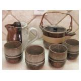 Assorted Pottery Teapot, Pitcher and Mugs