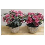 Two Clay Pots With Artificial Flowers