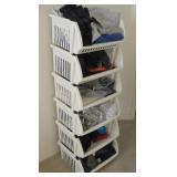 Six Stackable Plastic Organizers With Contents