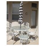 Metal & Glass Outdoor Patio Set With Umbrella