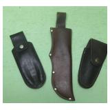 Three Assorted Leather Knife Sheaths