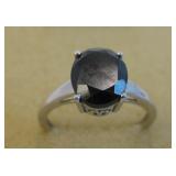 Dark Stone Sterling Silver Ring - Hallmarked