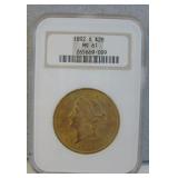 $20 Liberty Head Double Eagle -1892-S