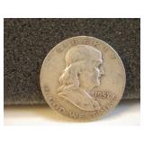 1957-D Ben Franklin Silver Half Dollar