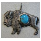 Sterling Silver & Turquoise Buffalo Pendant