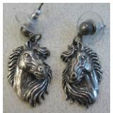 Sterling Silver Horse Head Earrings - Hallmarked