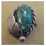 Southwest Sterling Silver Malachite Ring - Tested