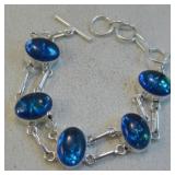 Sterling Silver Opal Triplets Bracelet -Hallmarked