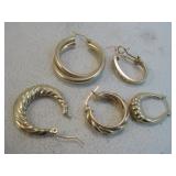 Five Unmatched 14KT Gold Earrings - See Info