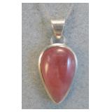 Rose Quartz Pendant Sterling Silver Necklace