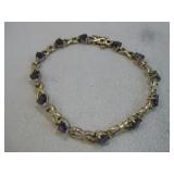 Hallmarked 14K Gold & Amethyst Bracelet