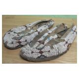 Vintage Worn Native American Beaded Moccasins