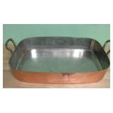 15 X 11 X 2.5 Brass Handle Copper Baking Dish