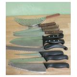 Ten Assorted Knives & Handled Strainer