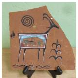 Signed Hand Painted Stone On Stand