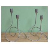 Pair Of Aluminum Candle Stick Holders