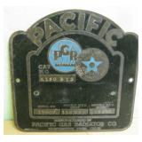 Vintage Pacific Gas Radiator Metal Data Plate