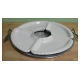 Vintage Metal & Ceramic Relish Tray