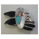 Zuni Sterling Silver & Inlay Pin / Pendant -Signed