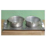 Hand Forged Aluminum Bowls On Tray