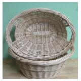 Two Oval Shaped Wicker Baskets