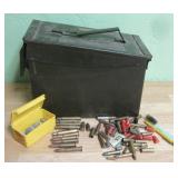 Metal Ammo Box With Contents - See Info