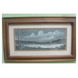 17.5  10.5 Framed Signed Vintage Watercolor