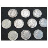 Ten Silver Roosevelt Dimes - Assorted Dates
