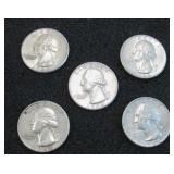 Five Silver Washing Quarters - Assorted Dates