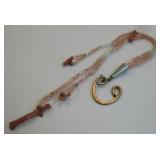 Coral & Antique Bead Brass ear Cuff