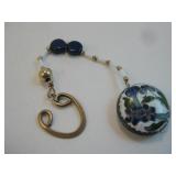 Lapis & Antique Enamel Bead Brass Ear Cuff