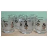 Eight MCM Libbey Silver Leaf Cocktail Glasses