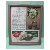 9 X 10.5 Framed Coca-Cola & Railroad Items