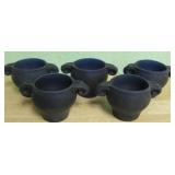Five Satin Blue Glass Cups