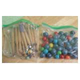 Assorted Tapestry Bobbins & Wood Beads
