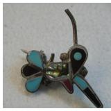 Zuni Sterling Silver Inlay Pin / Pendant -Unsigned