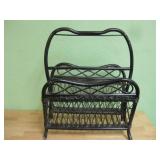 16 X 10 X 20 Wicker Magazine Rack Painted Black