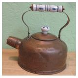 Vintage Porcelain Handle Copper Kettle