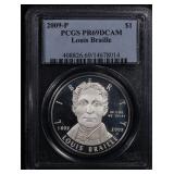 2009 P Louis Braille Silver Commem PCGS PR-69 DCAM