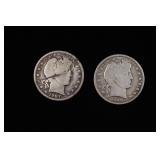 1907 / 1908 D Barber Silver Half Lot