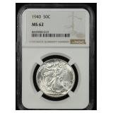 1940 Walking Liberty Half Silver Dollar NGC MS-62