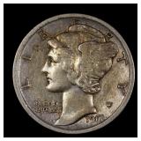 1917 D Mercury Silver Dime 10c Better Date TONED