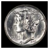 1943 S Mercury Silver Dime 10c STUNNING TONED