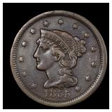 1856 Large Cent Braided Hair Upright