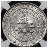 1936 Norfolk Commemorative Silver Half NGC MS-64