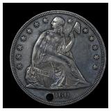 1860 Seated Liberty Dollar Holed Civil War Tag