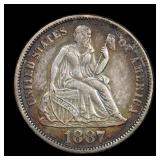 1887 Seated Liberty Dime 10c TONED