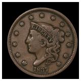 1837 Large Cent Beaded Cords