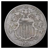 1874 Shield Nickel 5c Good Date