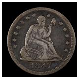 1847 O Seated Liberty Silver Quarter  TOUGH DATE